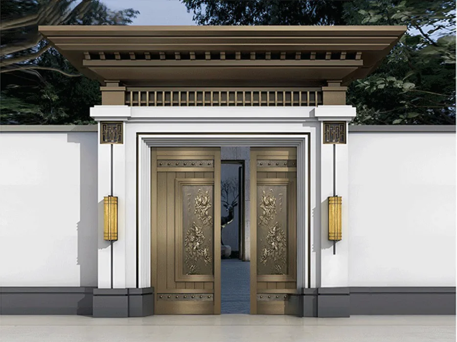 Aluminium courtyard entrance with traditional detailing