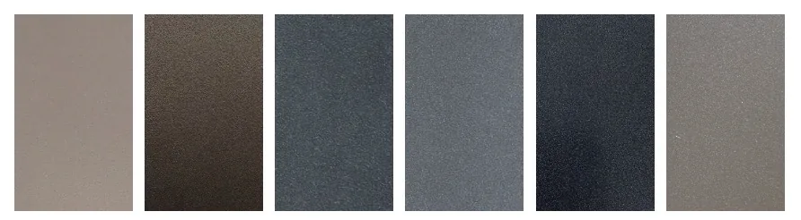 Darker aluminium colour and finish swatches