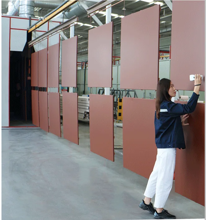 Finished aluminium panels on the factory line