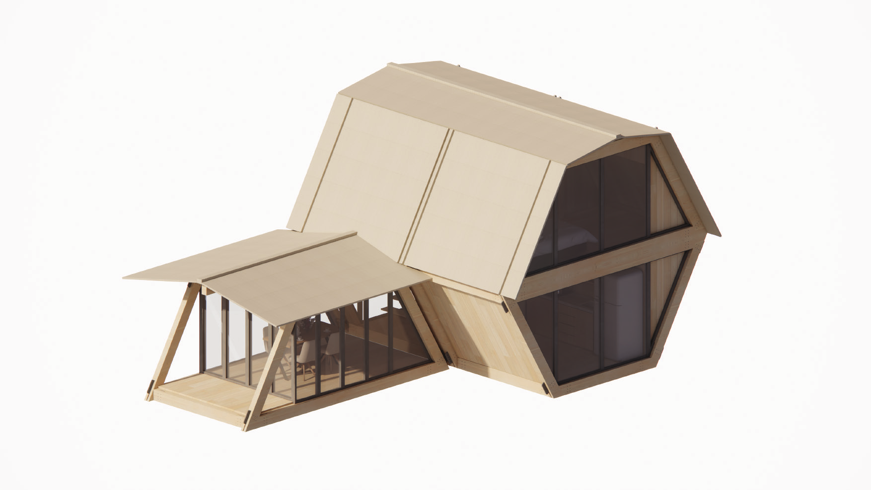 Deployed hexagonal modular home shell