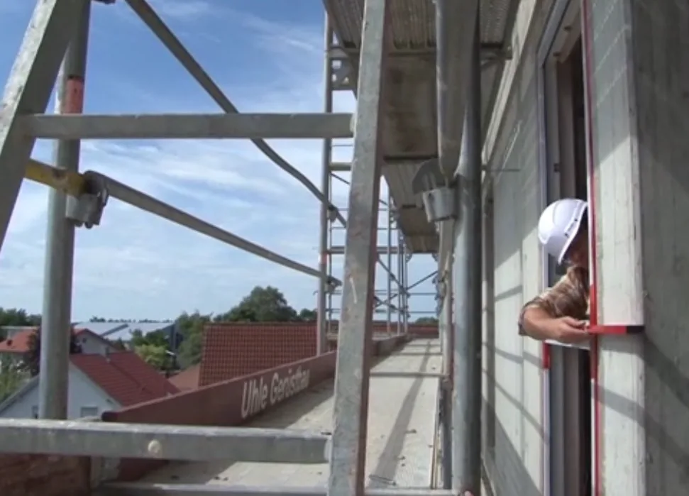 Aluminium window being installed on site